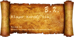 Blayer Kordélia névjegykártya